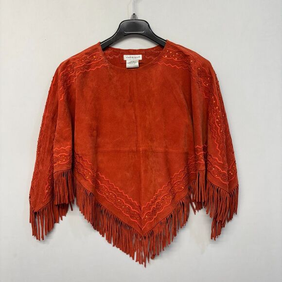 Newport News Jackets & Blazers - Vintage Newport News Suede Leather Poncho Western Cape SM Small Medium D052 -12